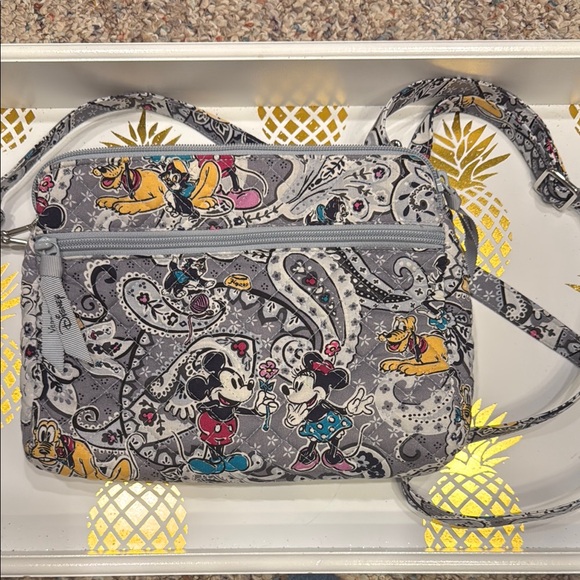 Disney Vera Bradley Gray Crossbody Bag with Mickey & Minnie - Picture 5 of 5